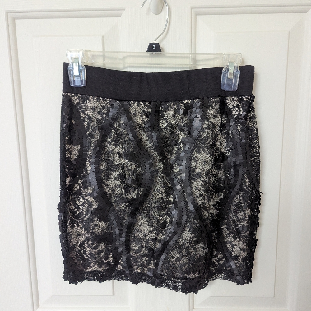 Lace & Sequin Mini Skirt